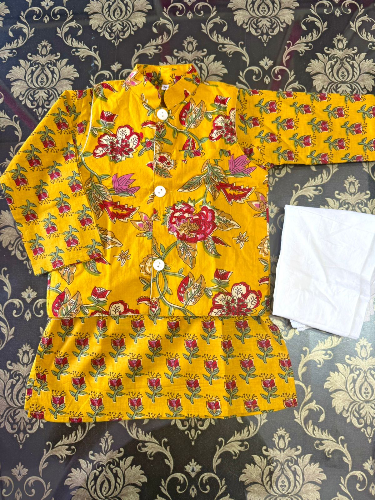 Boys Yellow Kurta Pajama with Jacket - 3 piece set