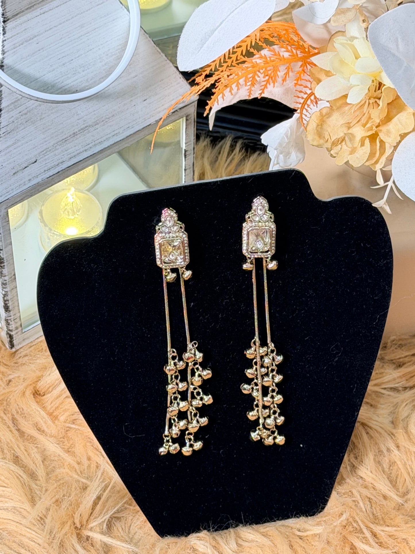 Gold Ghungroo Tassel Drop Earrings