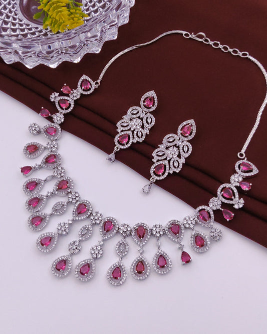 Ruby Red AD Necklace Set