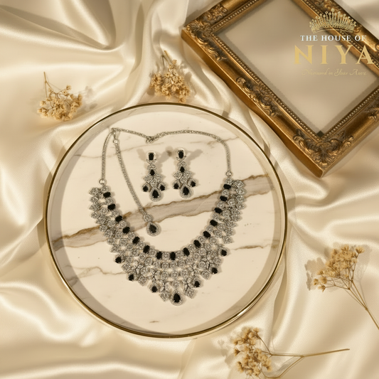 Black Onyx AD Necklace Set - Slightly Brighter