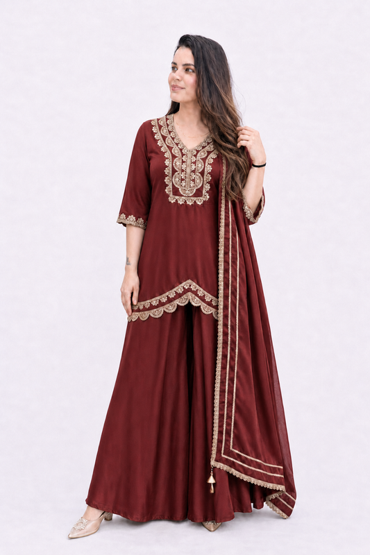 Gota Patti Embroidered Dhoti Suit Set with Dupatta