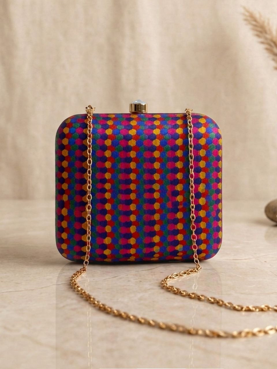 Designer Fabric Square Clutch