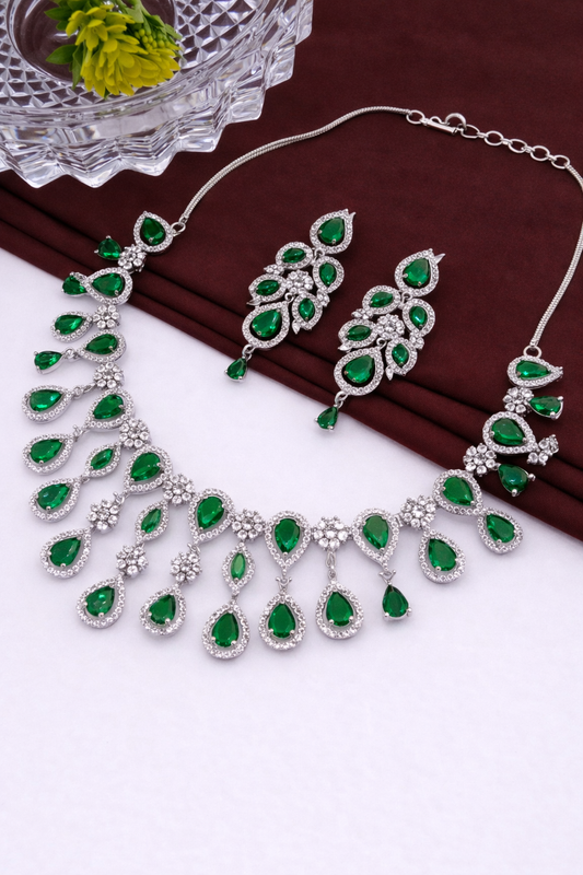 Emerald Green AD Necklace Set