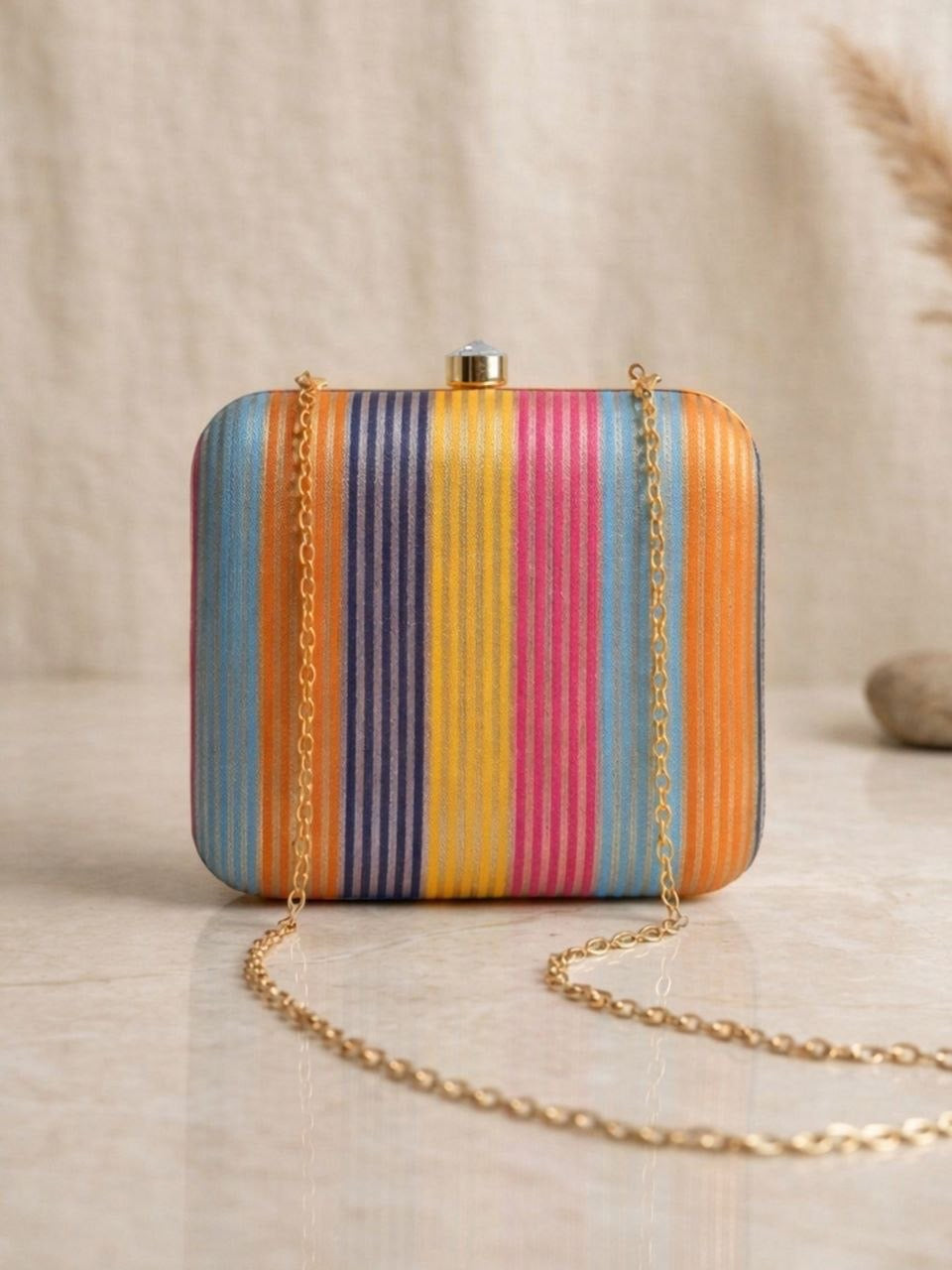 Designer Fabric Square Clutch
