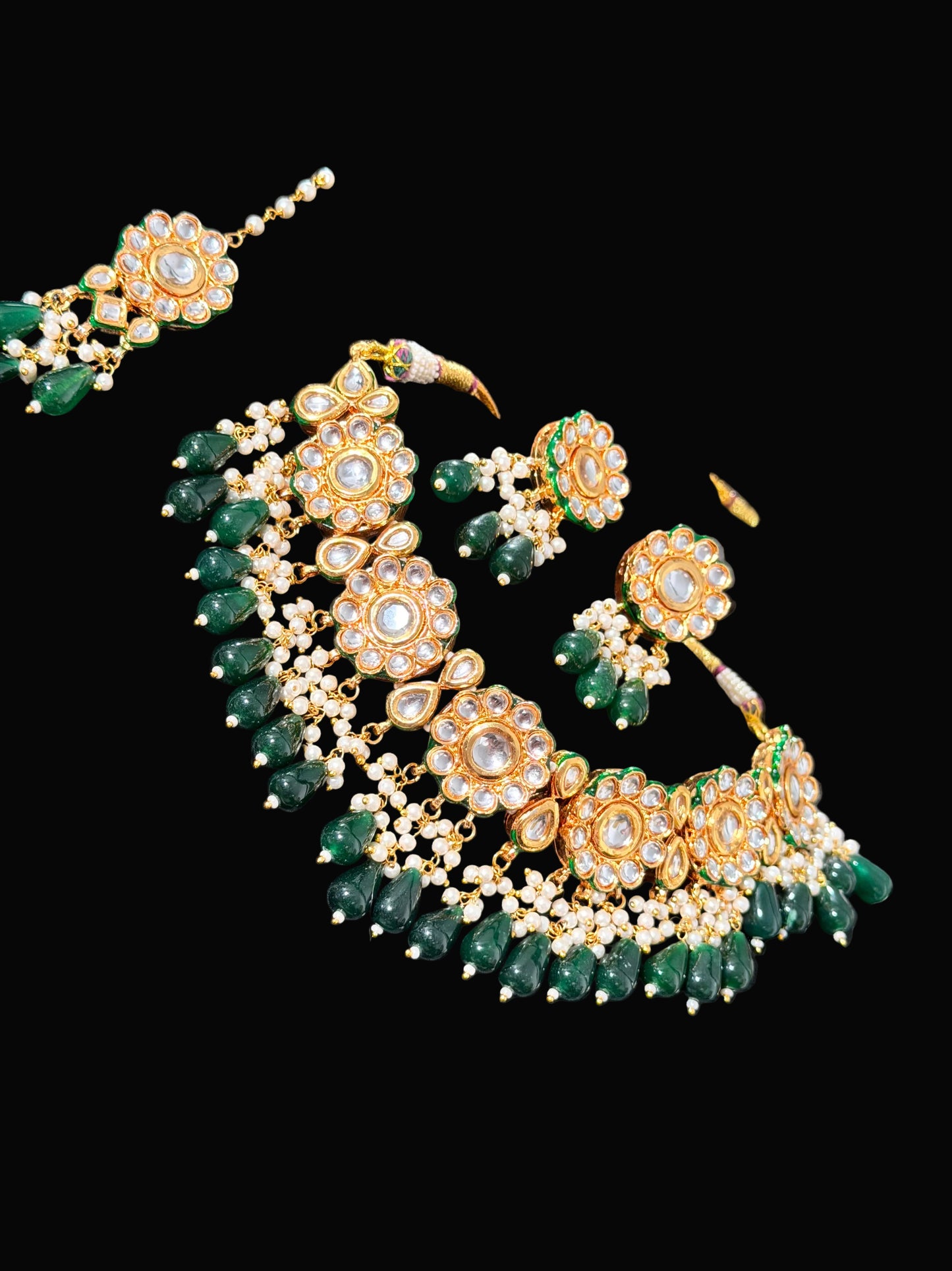 Emerald Polki Kundan Bridal Set