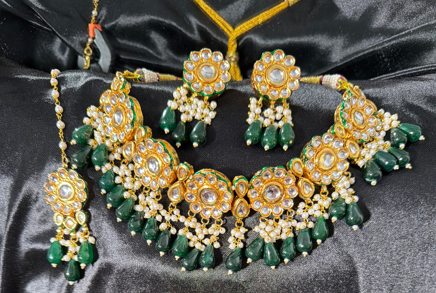 Emerald Polki Kundan Bridal Set