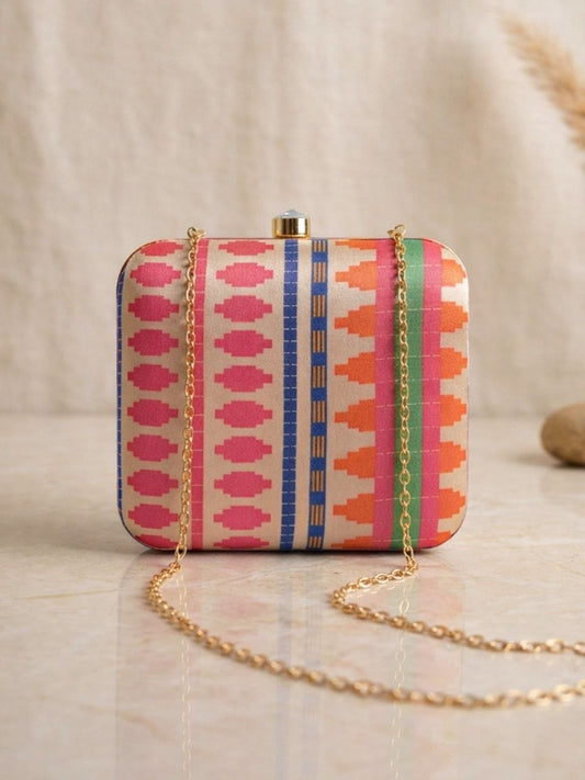 Designer Fabric Square Clutch