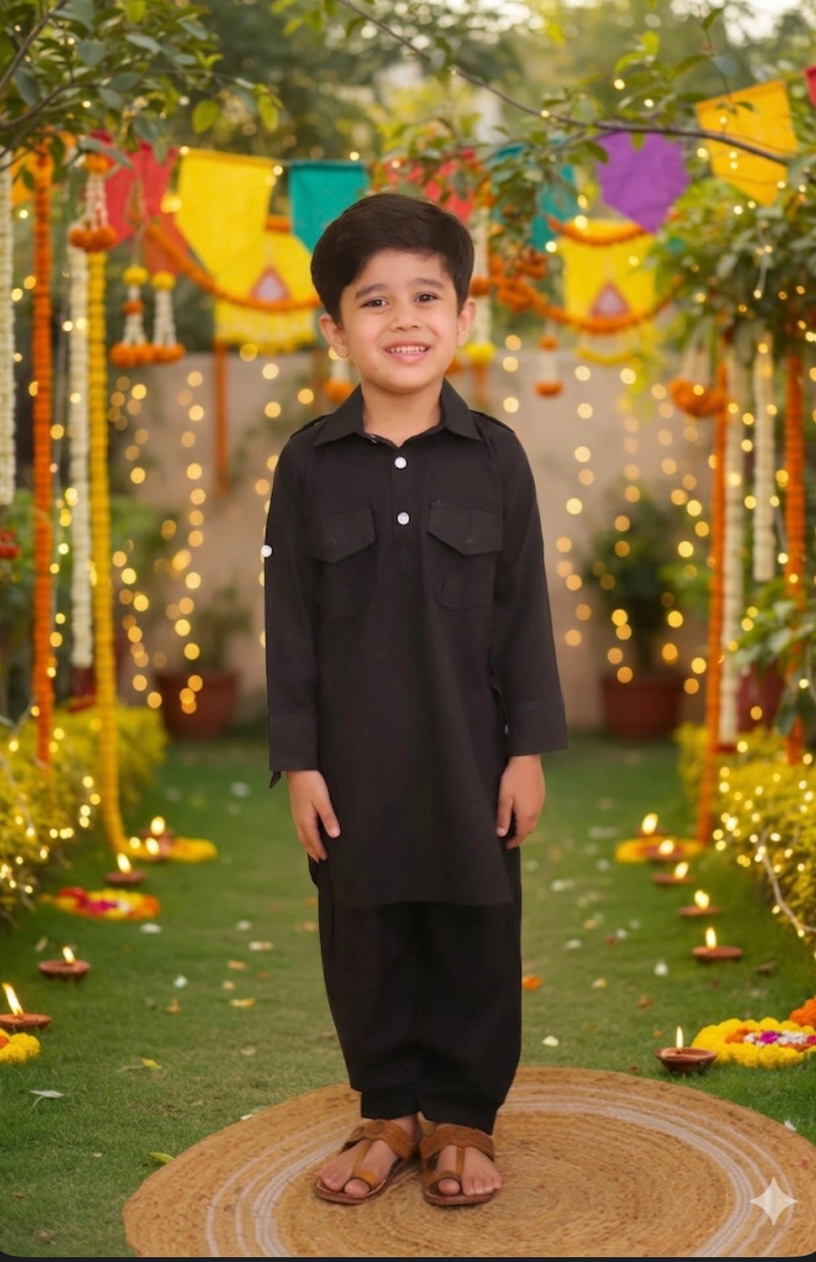 Boys Black Pathani suit