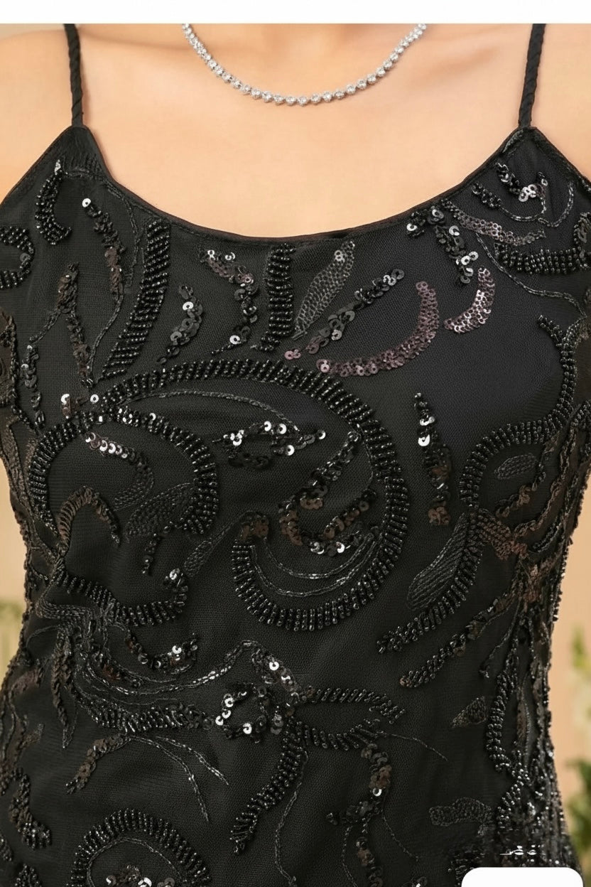 Black Sequin Embroidered Kurta with Palazzo Set