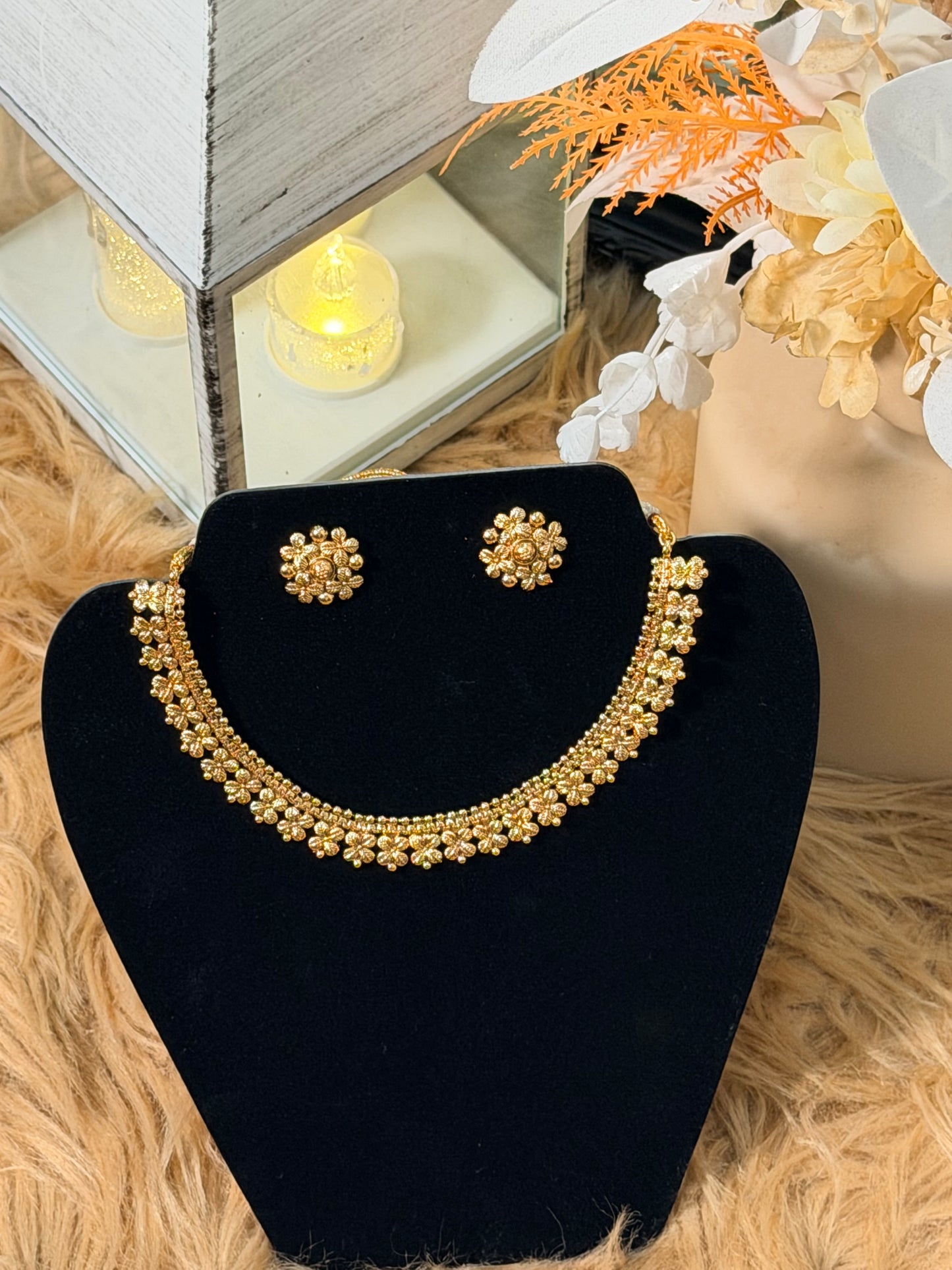 Gold Choker & Earring Set