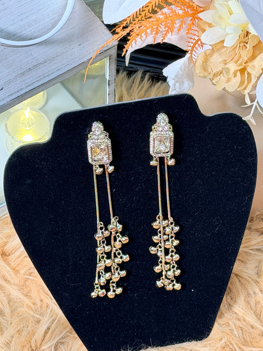 Gold Ghungroo Tassel Drop Earrings