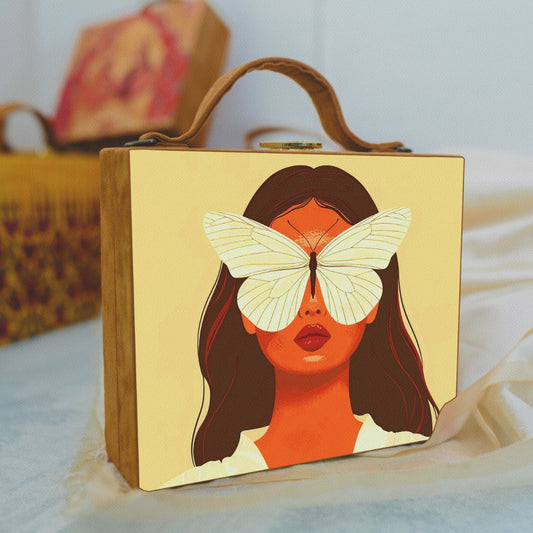 Suitcase Style Printed Satin Clutch