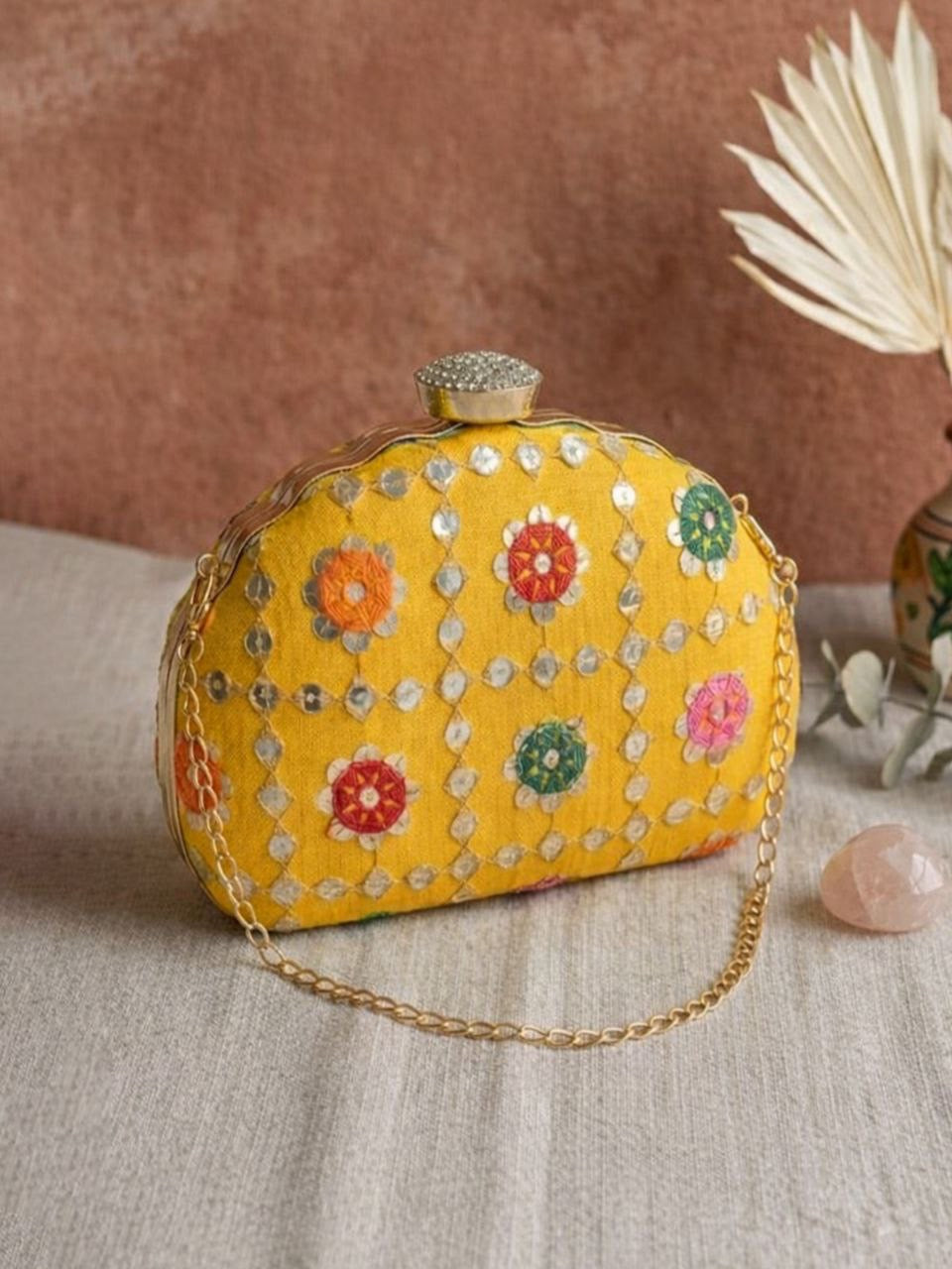 D-Frame Embroidery Clutch