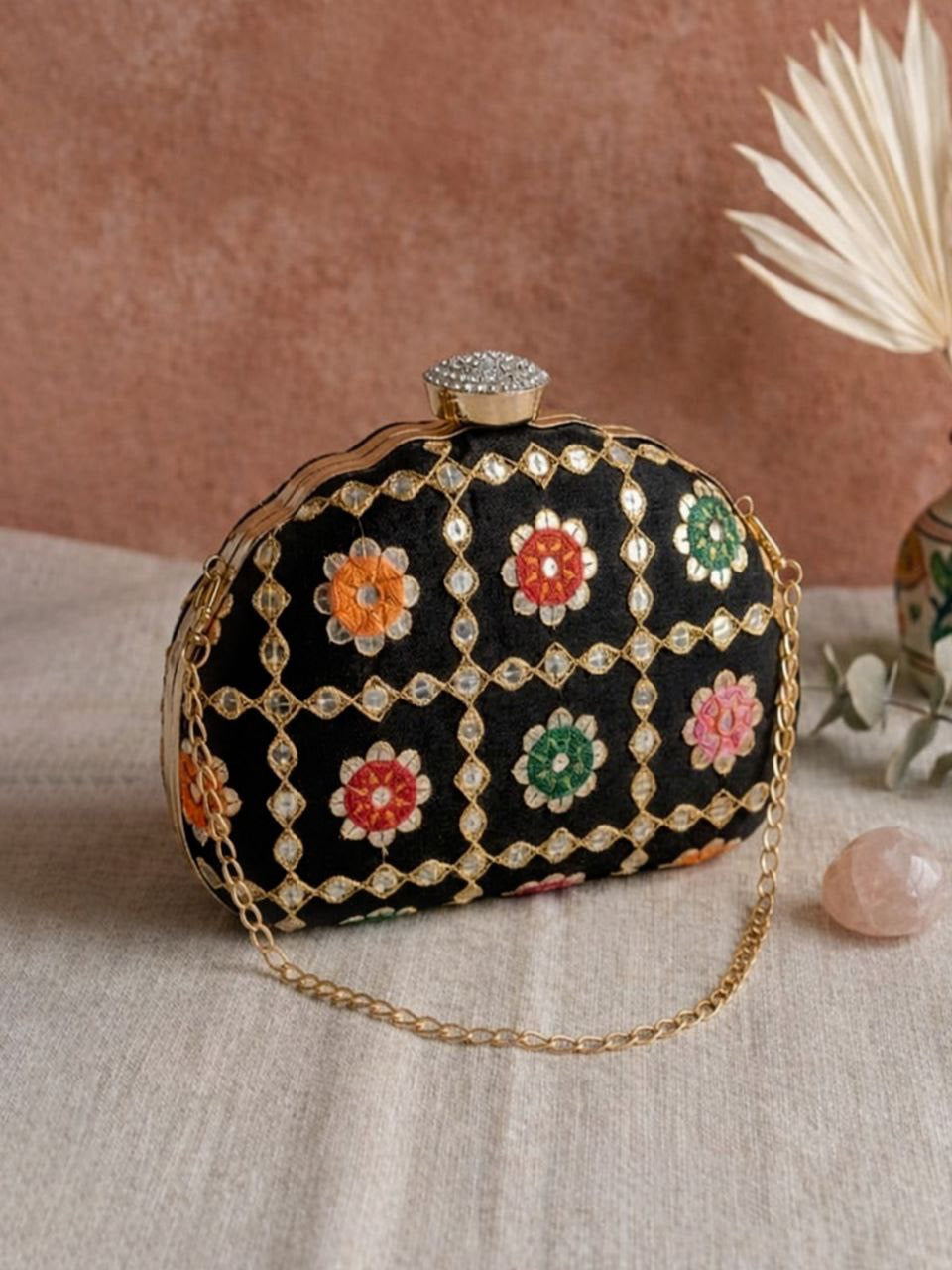 D-Frame Embroidery Clutch
