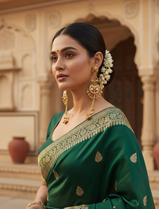 Gold Chandbali Earrings with Pearl Drops